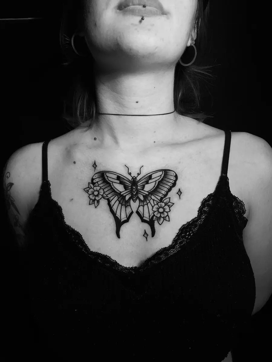 Fine-line tattoo by Eunny — delicate single-weight linework, healed